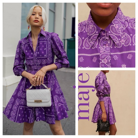 Maje Dresses & Skirts - Maje Purple Paisley Print Women's Short Dress